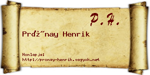 Prónay Henrik névjegykártya